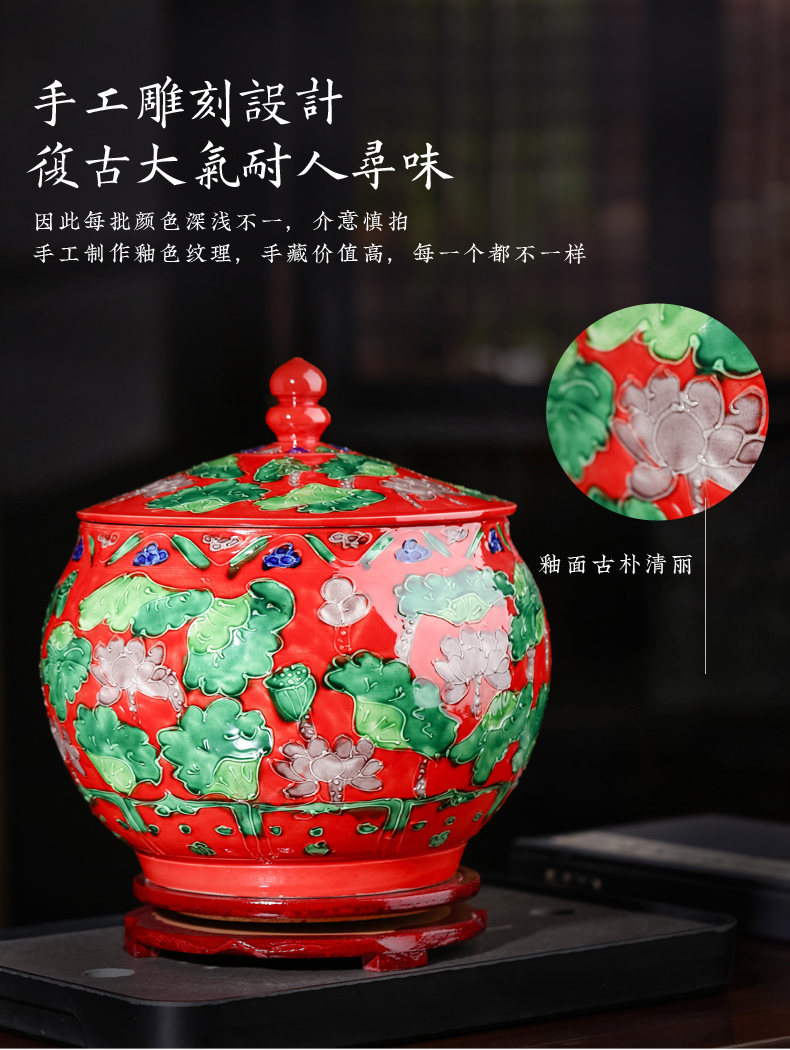 Jingdezhen ceramic checking antique carved mandarin duck storage tank caddy fixings classical household ornaments crafts