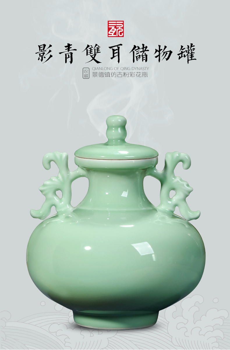 Jingdezhen ceramics imitation yongzheng ears live storage tank Chinese style restoring ancient ways is rich ancient frame sitting room adornment is placed