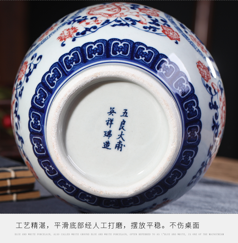 Jingdezhen blue and white ceramics storage tank caddy fixings of new Chinese style living room TV home decoration wine furnishing articles