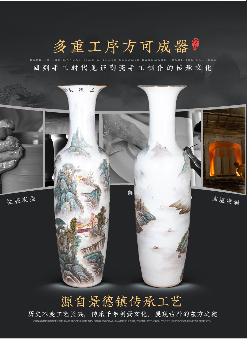 Jingdezhen ceramics hand - made pastel landscapes of large vases, new Chinese style furnishing articles version into TV ark