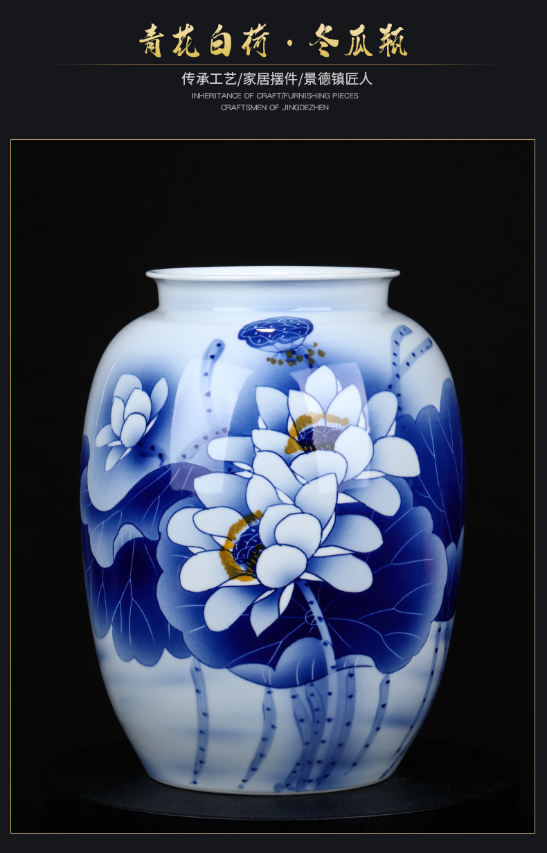 Jingdezhen ceramics by hand antique Chinese blue and white porcelain vase sitting room household adornment furnishing articles