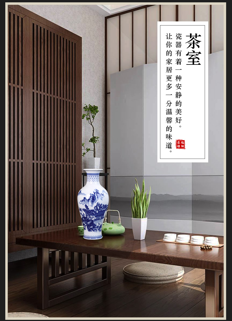 Jingdezhen ceramics antique blue and white porcelain vases, flower arrangement of new Chinese style living room TV ark, wine accessories furnishing articles