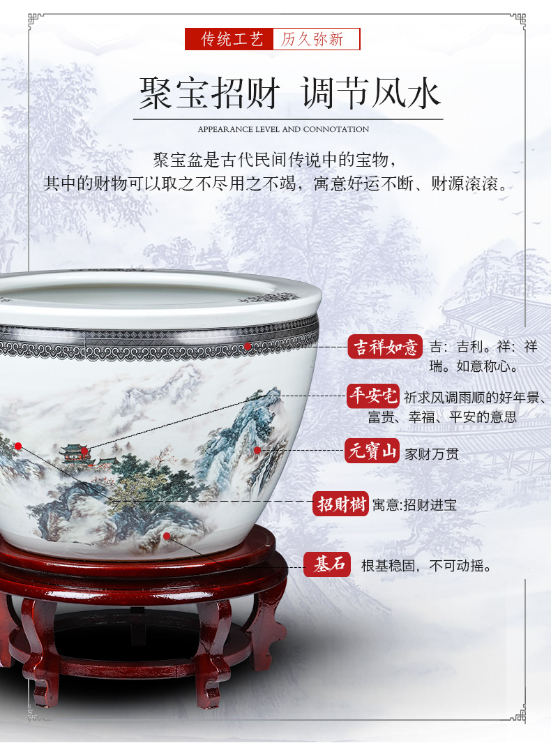 Jingdezhen ceramic basin of big fish tank turtle cylinder goldfish bowl water lily lotus king sitting room feng shui furnishing articles