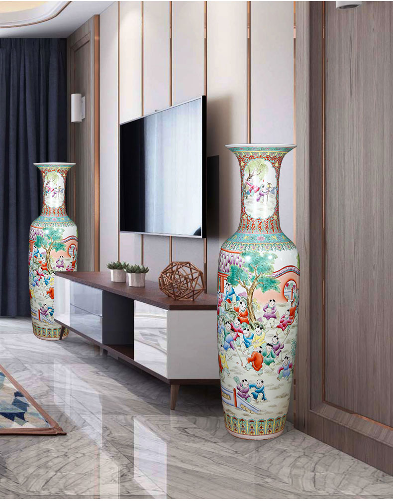 Jingdezhen ceramics hand - made pastel of large vases, Chinese style living room TV ark, home furnishing articles