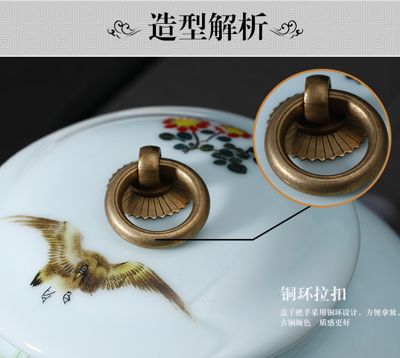 Jingdezhen ceramic tea set tea caddy fixings tea caddy fixings warehouse sealed household storage tank pu - erh tea pot receives half a catty