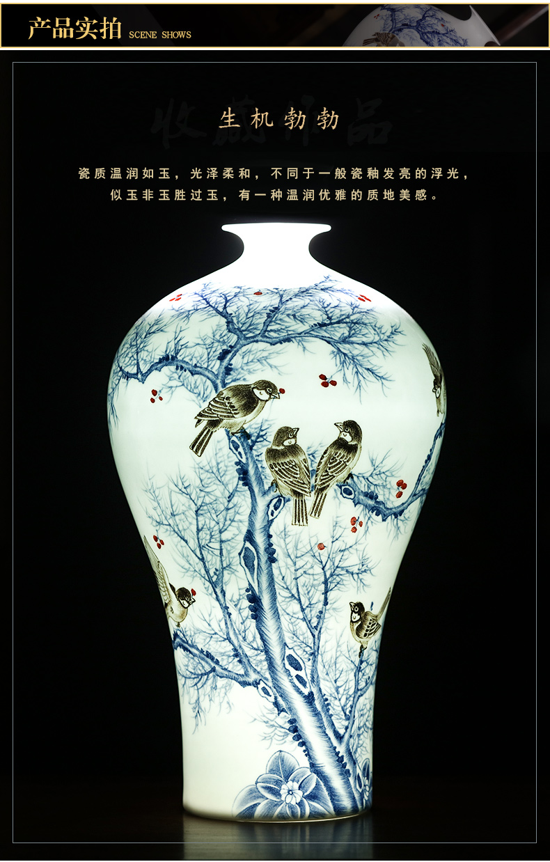 Jingdezhen ceramics famous hand - made thin foetus vases, flower arrangement of Chinese style household adornment handicraft furnishing articles sitting room