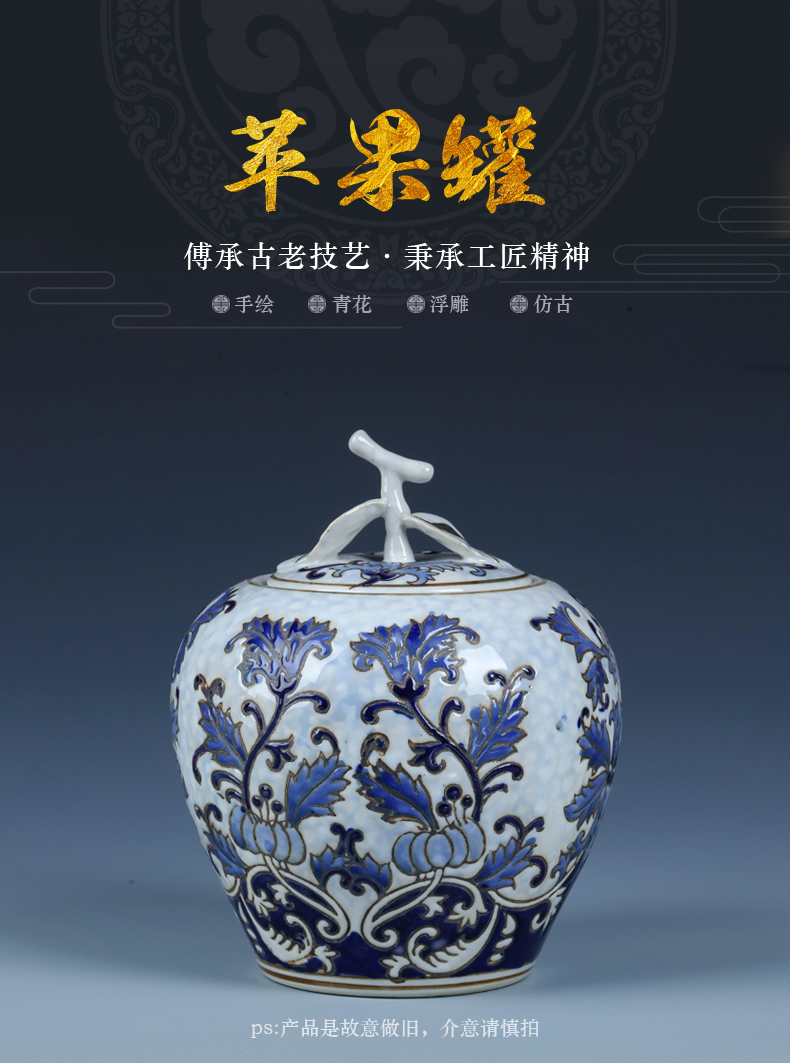 New Chinese style ceramic furnishing articles storage jar with cover of jingdezhen porcelain sitting room wine rich ancient frame decorative arts and crafts