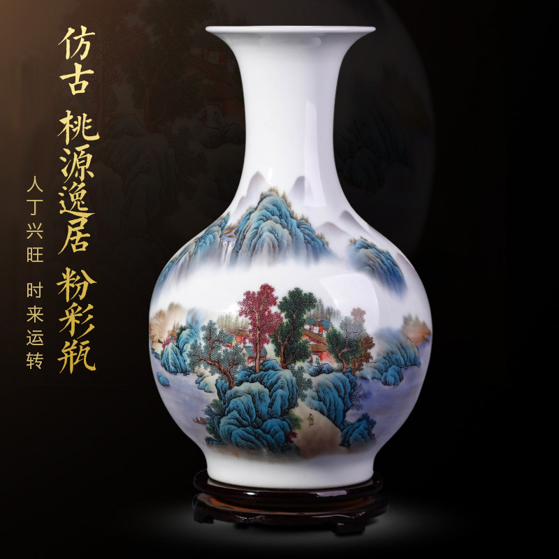 Jingdezhen ceramic ware small vase swinging piece Living room flower arrangement Dry flower Chinese style home decoration TV cabinet Process Gift swing decoration