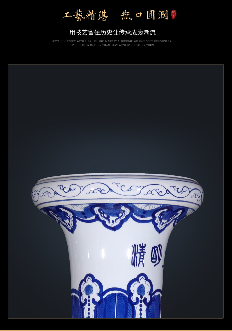 Jingdezhen ceramic hand - made ching Ming vase painting of large villa hotel lobby hall place extra large