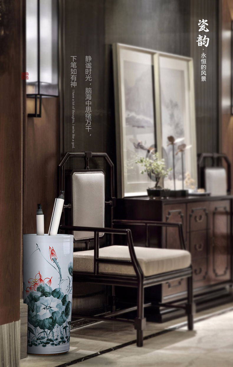 Jingdezhen ceramic hand - made painting and calligraphy cylinder scroll study calligraphy and painting identifiers cylinder decorative vase furnishing articles large living room