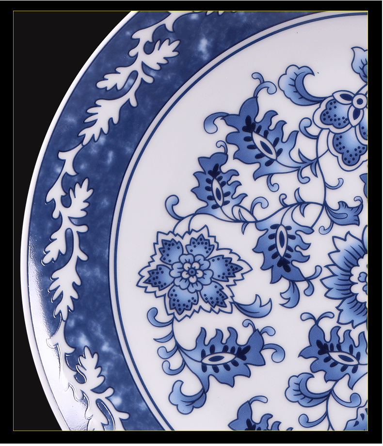 Jingdezhen ceramics Chinese blue - and - white decoration plate furnishing articles home sitting room porch background wall hang dish handicraft