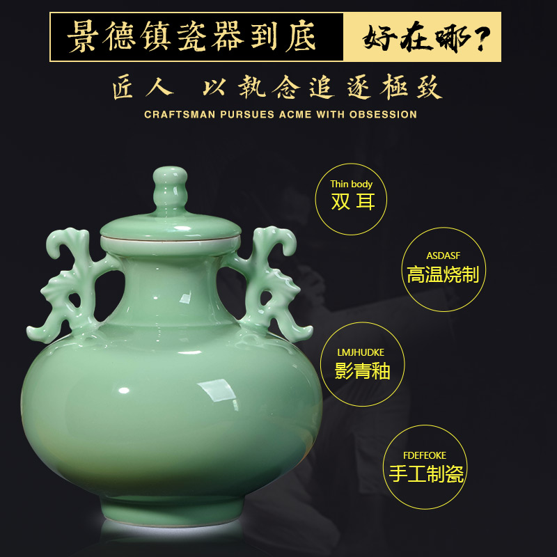 Jingdezhen ceramics imitation yongzheng ears live storage tank Chinese style restoring ancient ways is rich ancient frame sitting room adornment is placed
