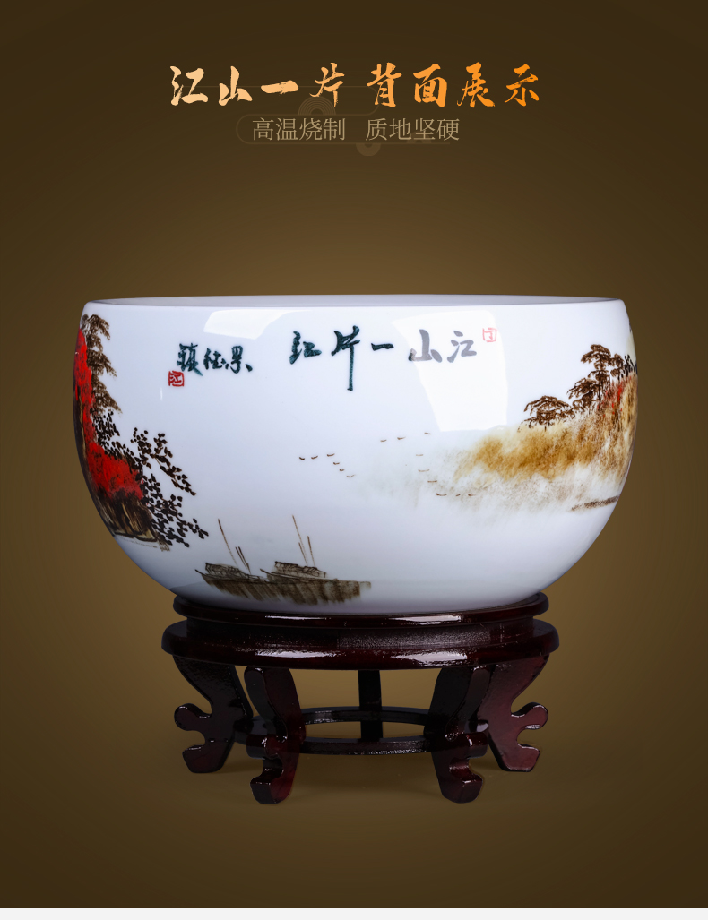 Jingdezhen ceramic aquarium large fish basin bowl lotus lotus lotus tortoise cylinder sitting room feng shui goldfish bowl