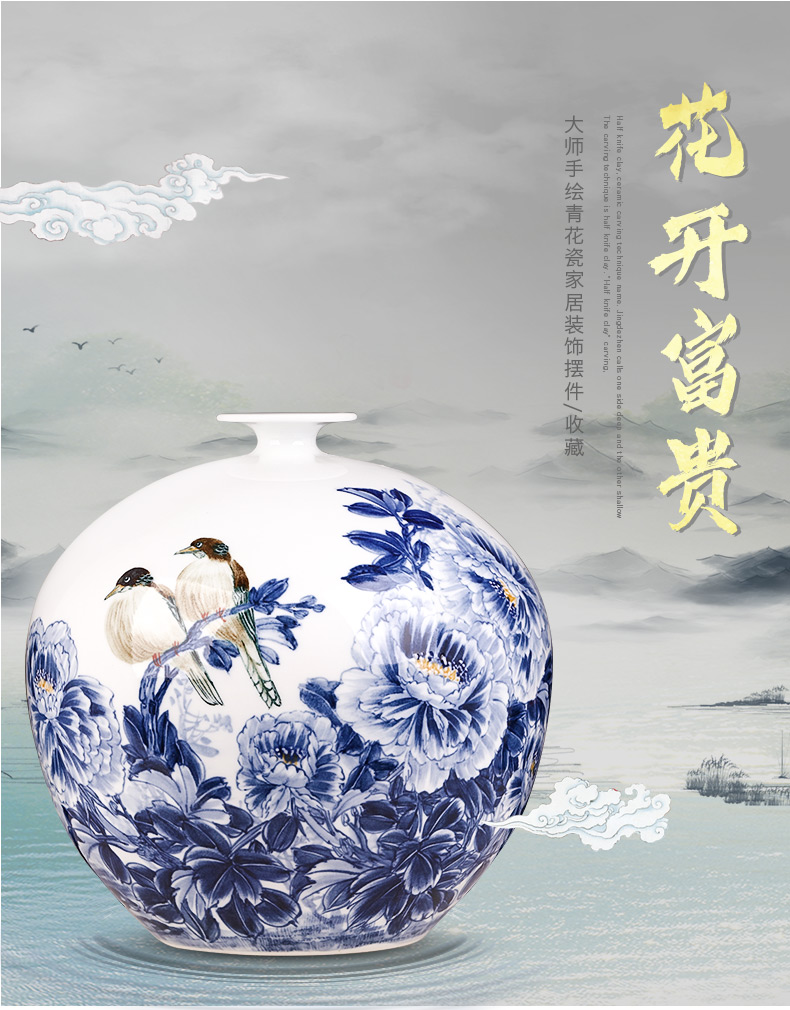 Jingdezhen ceramics by hand draw blue and white porcelain vases, flower arrangement of Chinese style household furnishing articles, the sitting room porch decorations