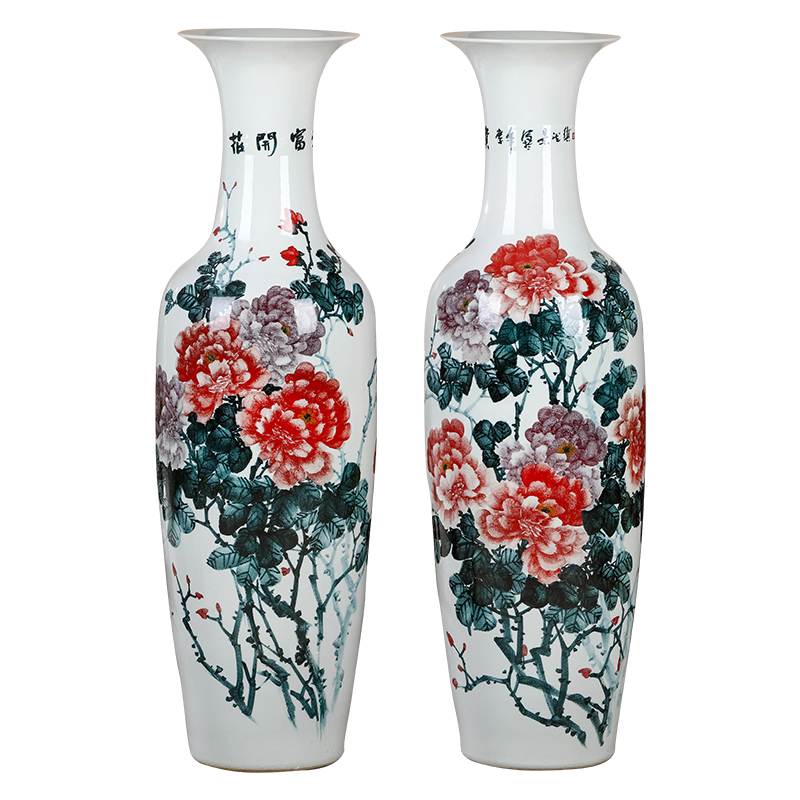 Jingdezhen ceramics hand - made rich flower of large vases, flower arrangement of Chinese style living room TV cabinet decorative furnishing articles