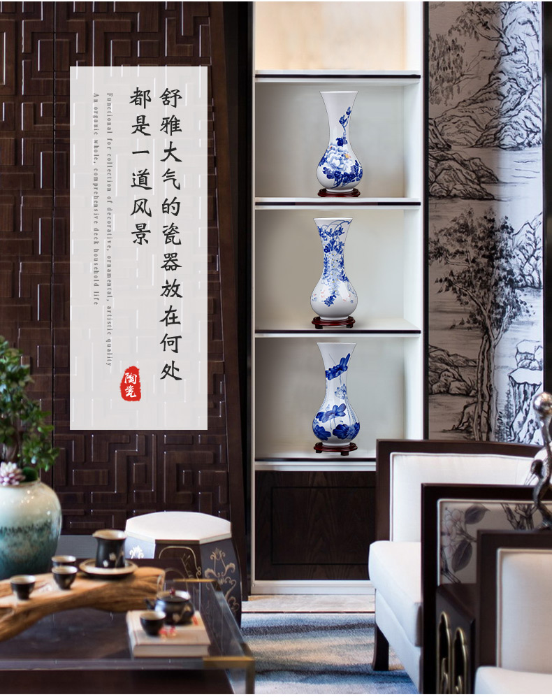 Jingdezhen ceramic hand - made of blue and white porcelain vase furnishing articles dried flower water raise lucky bamboo flower arrangement sitting room home decoration