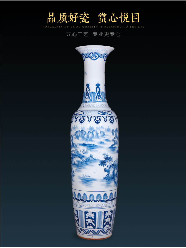 Jingdezhen ceramics hand - made landscape painting of large vase home furnishing articles housewarming gift villa hotel lobby