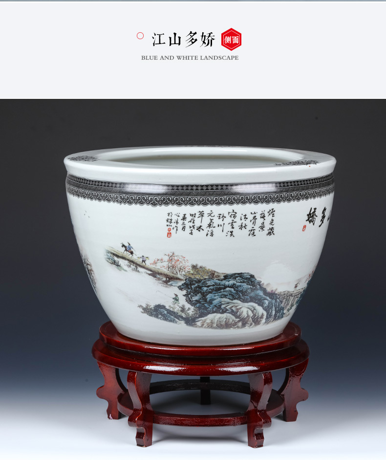 Jingdezhen ceramic basin of big fish tank turtle cylinder goldfish bowl water lily lotus king sitting room feng shui furnishing articles