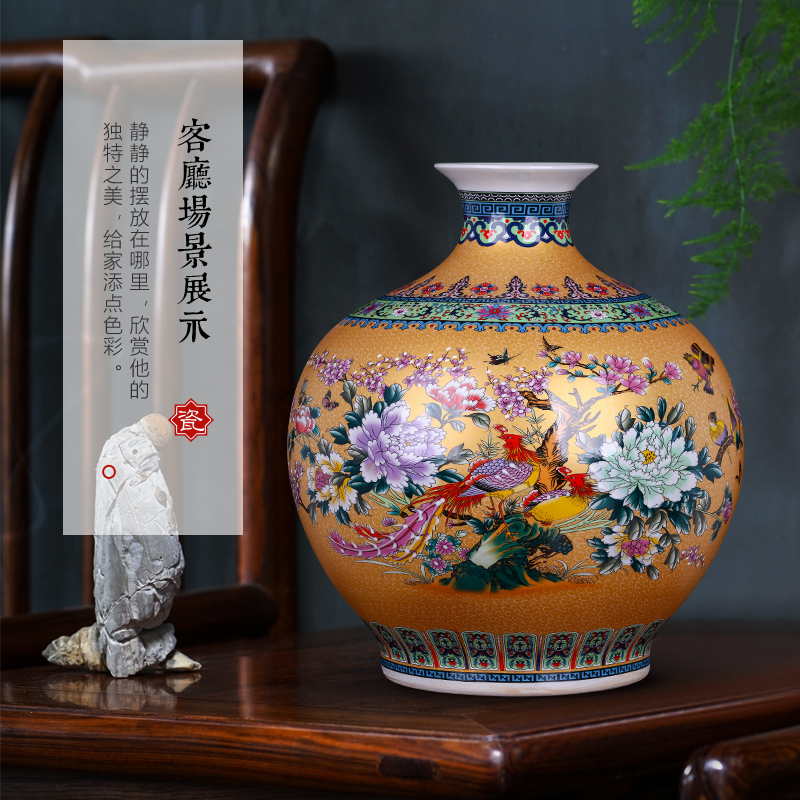 Jingdezhen ceramics pomegranate bottles of archaize colored enamel vase furnishing articles flower arranging large home decoration in the living room
