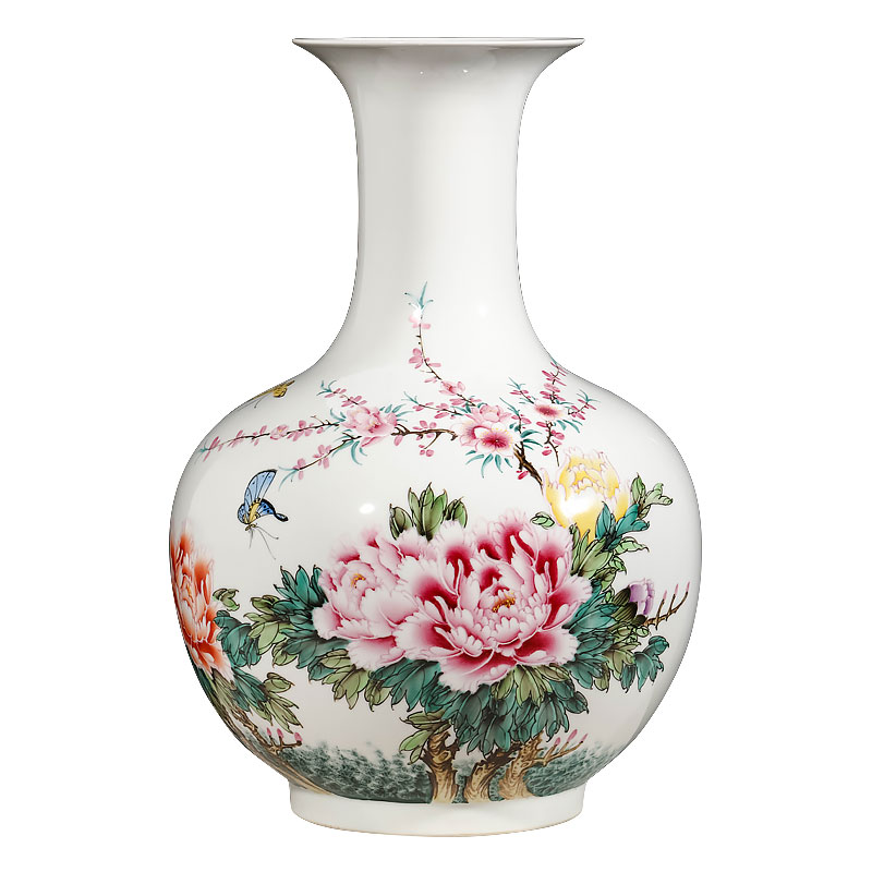 Jingdezhen ceramics by hand draw pastel vases, flower arranging large Chinese office sitting room adornment is placed