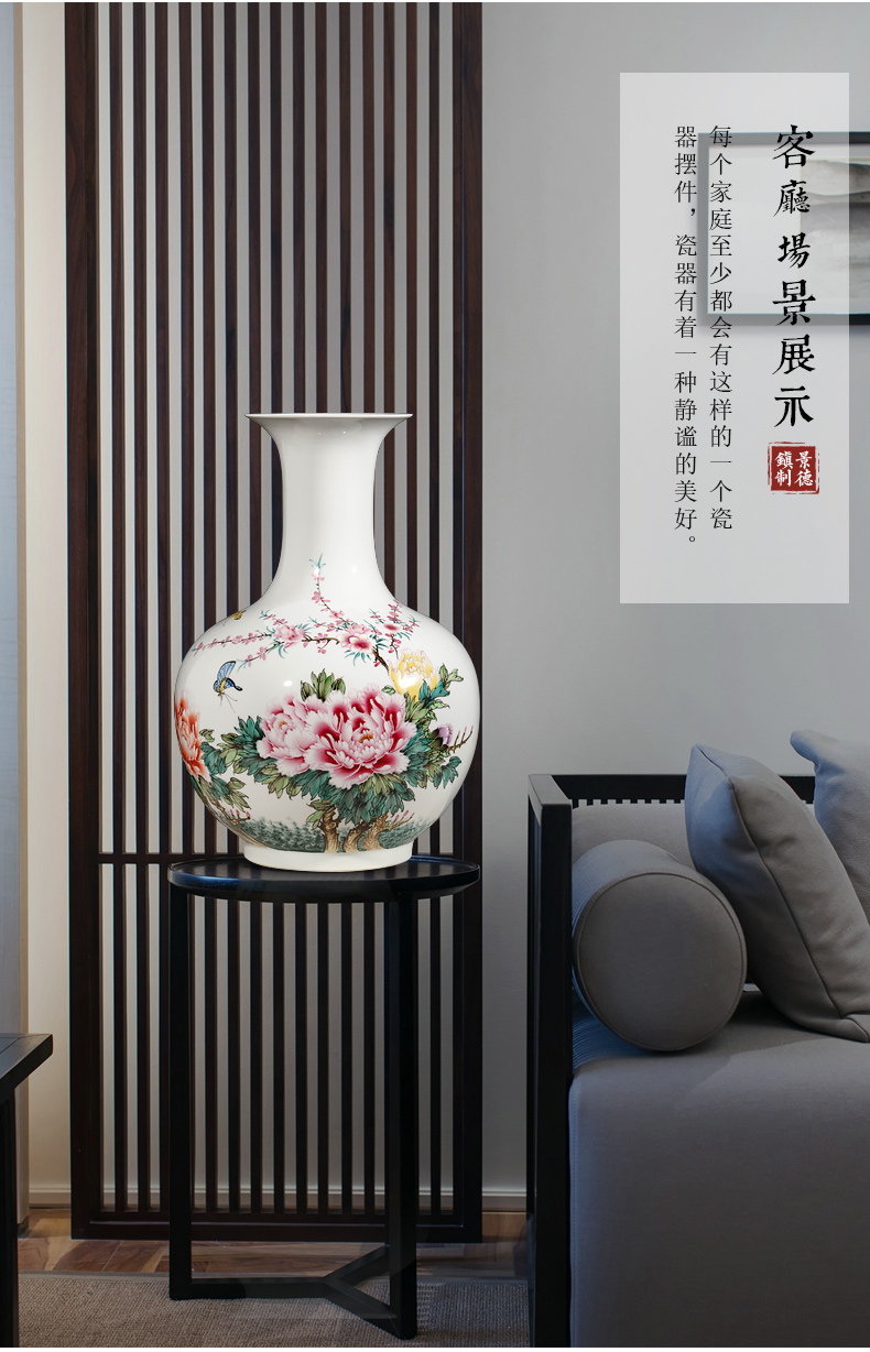 Jingdezhen ceramics by hand draw pastel vases, flower arranging large Chinese office sitting room adornment is placed