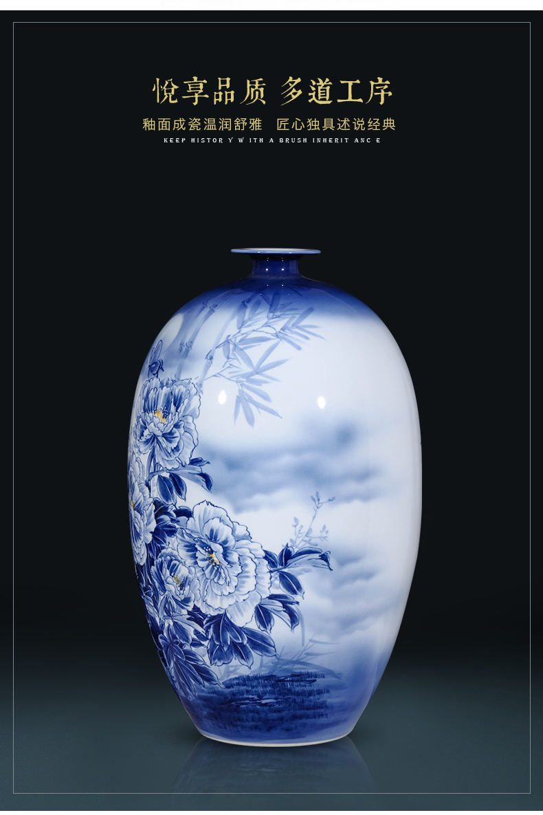 Jingdezhen ceramics hand - made archaize Angle of furnishing articles of Chinese style living room what large blue and white porcelain vase office decoration