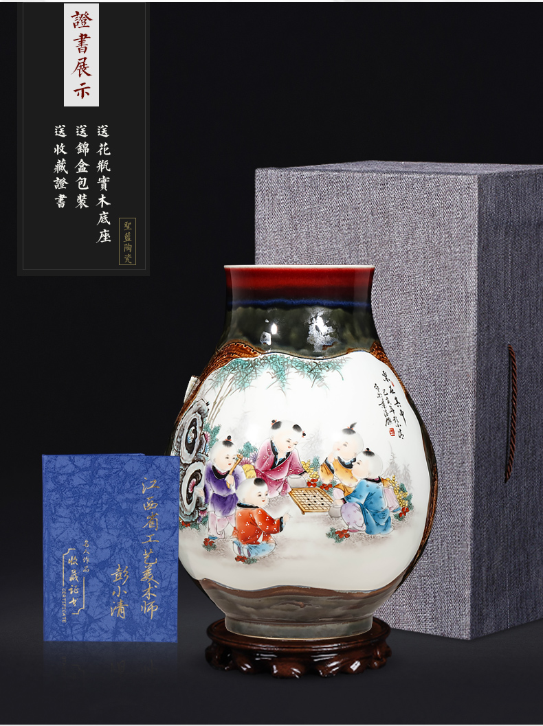 Creative jingdezhen ceramics up hand - made enamel vase large Chinese style living room home furnishing articles