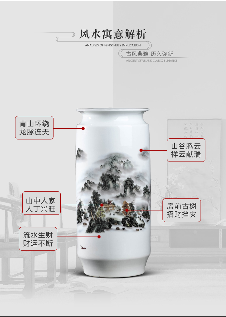 Jingdezhen ceramics, vases, flower arranging new Chinese style household furnishing articles sitting room the receive painting and calligraphy calligraphy and painting scroll cylinder barrels