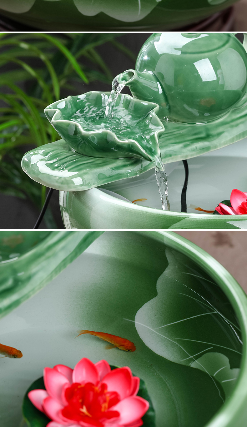 Jingdezhen ceramic aquarium desktop fountain water furnishing articles sitting room aquarium household cycle aquarium fish bowl