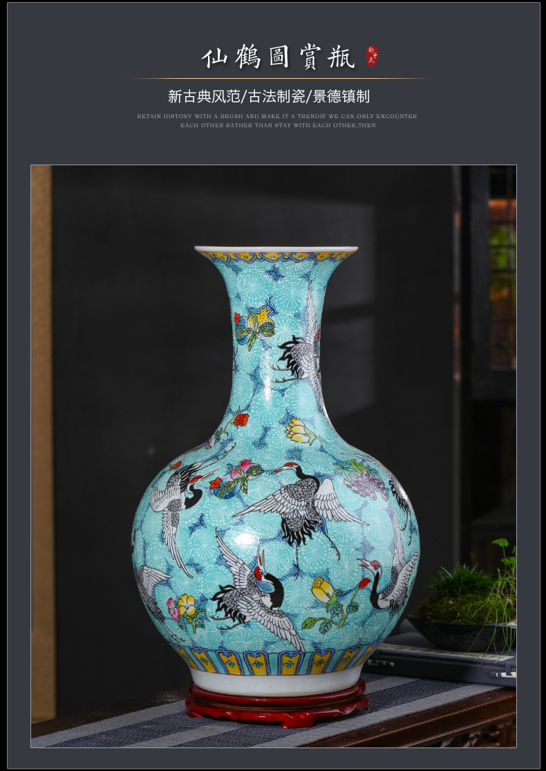 Jingdezhen ceramics imitation qianlong hand - made pastel dragon vase classical Chinese style living room home furnishing articles