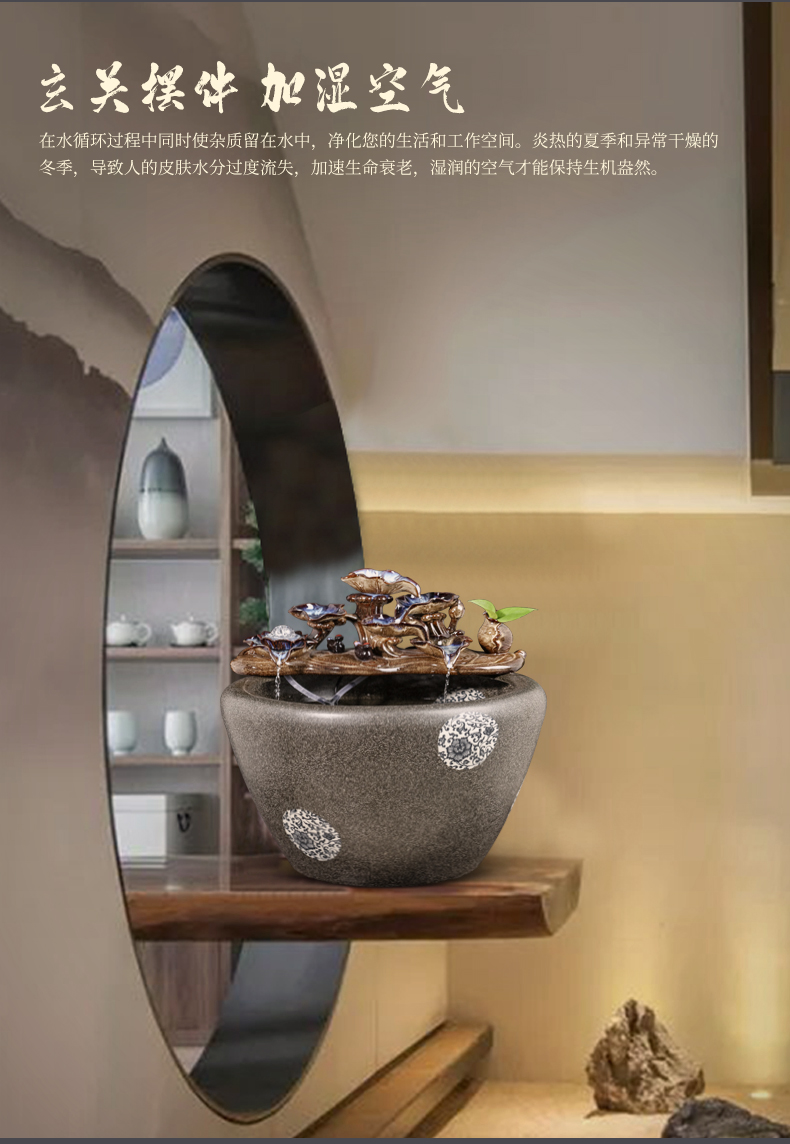 Jingdezhen ceramic goldfish bowl sitting room floor balcony office home furnishing articles circulating water large aquarium