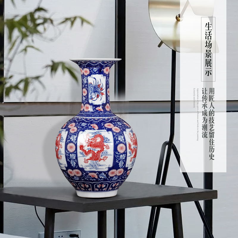 Jingdezhen ceramics imitation GuLongWen Chinese blue and white porcelain vases, flower arrangement sitting room porch home furnishing articles
