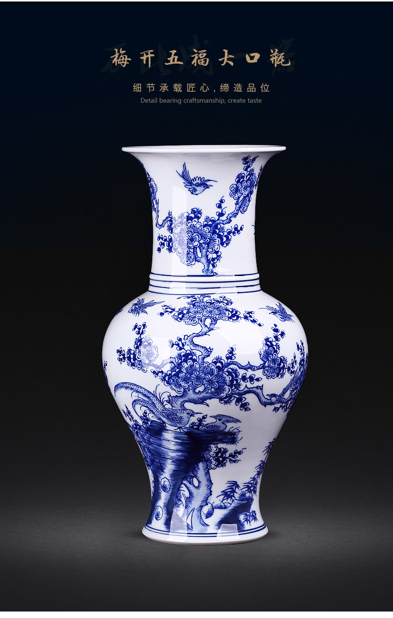 Jingdezhen ceramics hand - made archaize sitting room place, blue and white porcelain vase flower arranging Chinese style household decorative arts and crafts