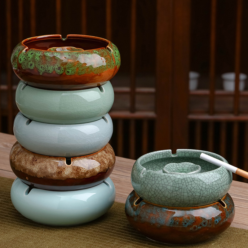 Jingdezhen ceramics ashtray creative move fashion wind restoring ancient ways large living room home office decoration
