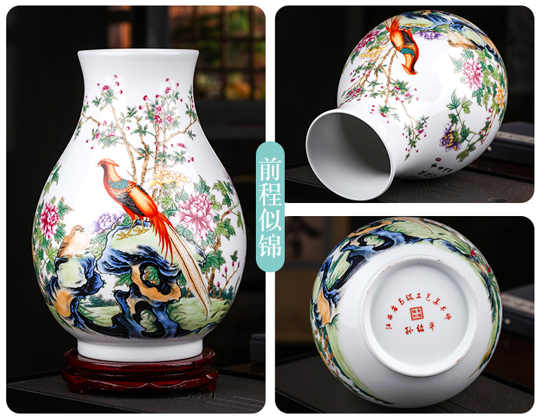 Jingdezhen ceramics powder enamel vase expressions using wide flower arrangement home TV ark, furnishing articles of Chinese style of the sitting room porch decoration