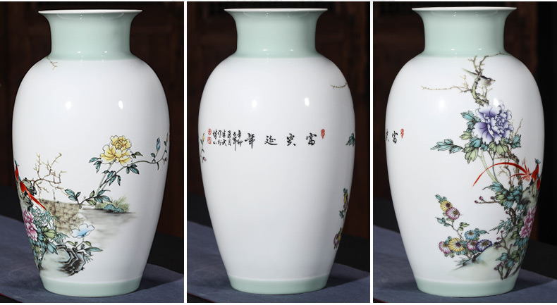 Jingdezhen ceramic vase furnishing articles sitting room flower arranging famous famille rose porcelain TV ark, of Chinese style household ornaments