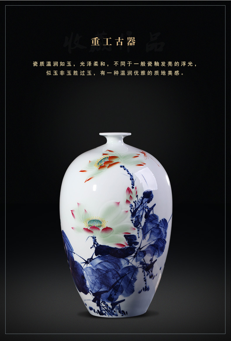 Jingdezhen porcelain ceramics celebrity virtuosi lotus "rhyme" hand - made big vase landed sitting room adornment ornament