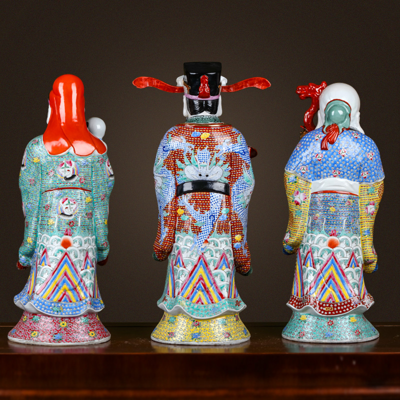 Jingdezhen ceramics wealth fu lu shou samsung Buddha sitting room porch Chinese sweets furnishing articles opening move