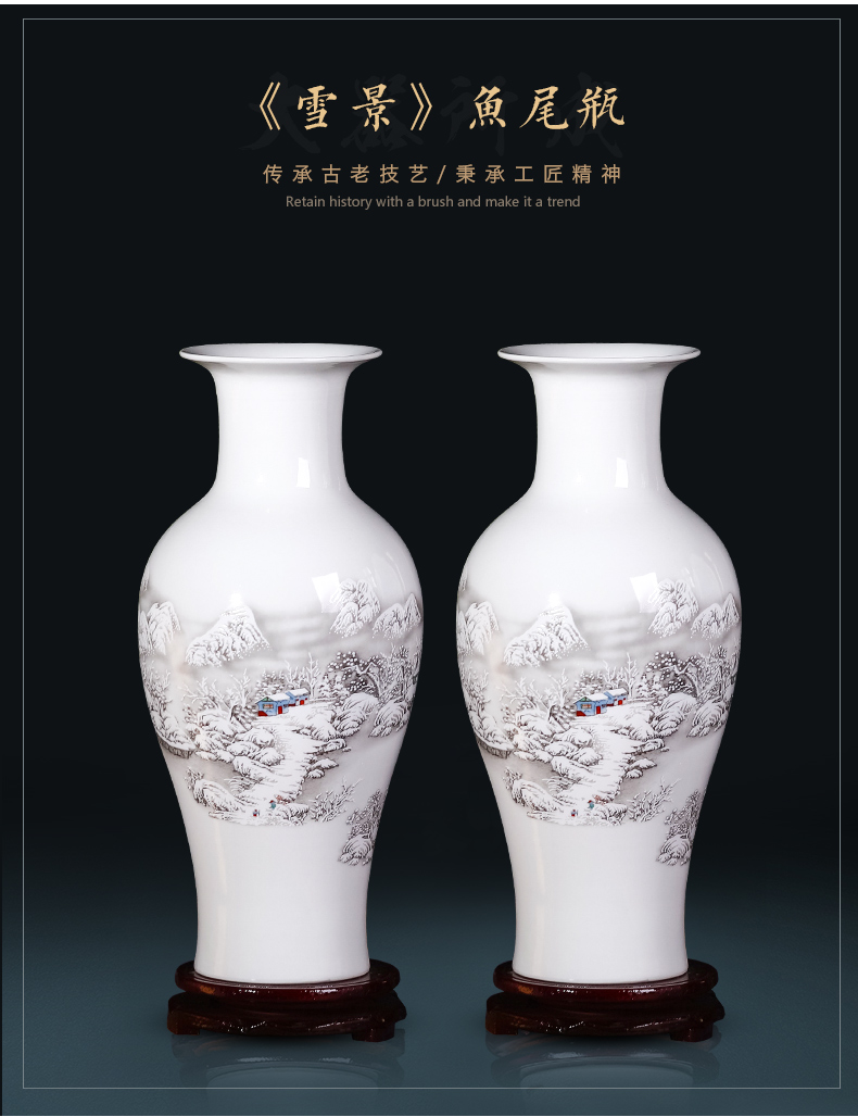 Jingdezhen ceramics furnishing articles large three - piece vases, flower arranging antique Chinese style household adornment handicraft sitting room