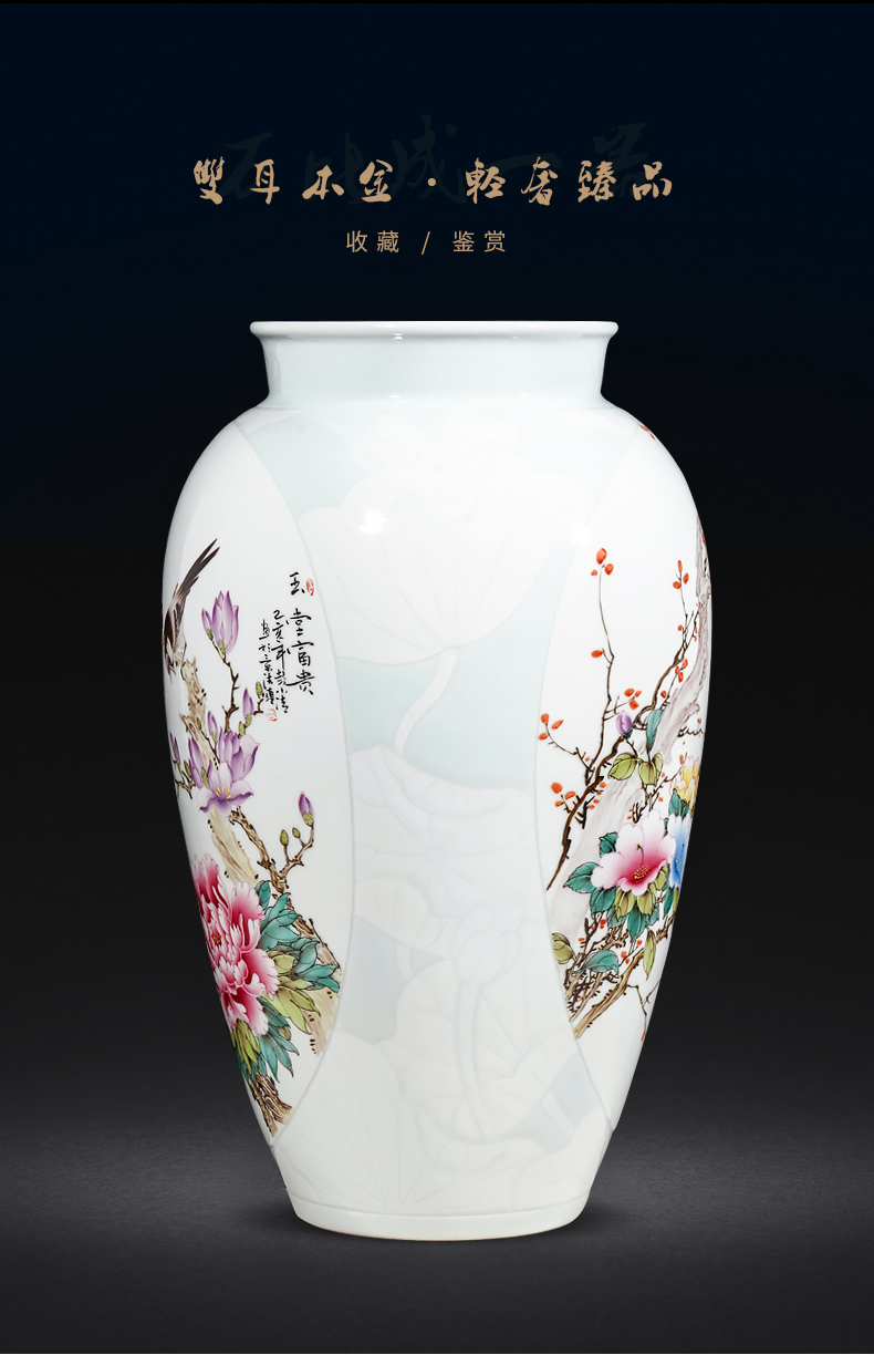 Jingdezhen ceramics famous hand - made enamel vase furnishing articles sitting room flower arranging Chinese style household decoration gifts