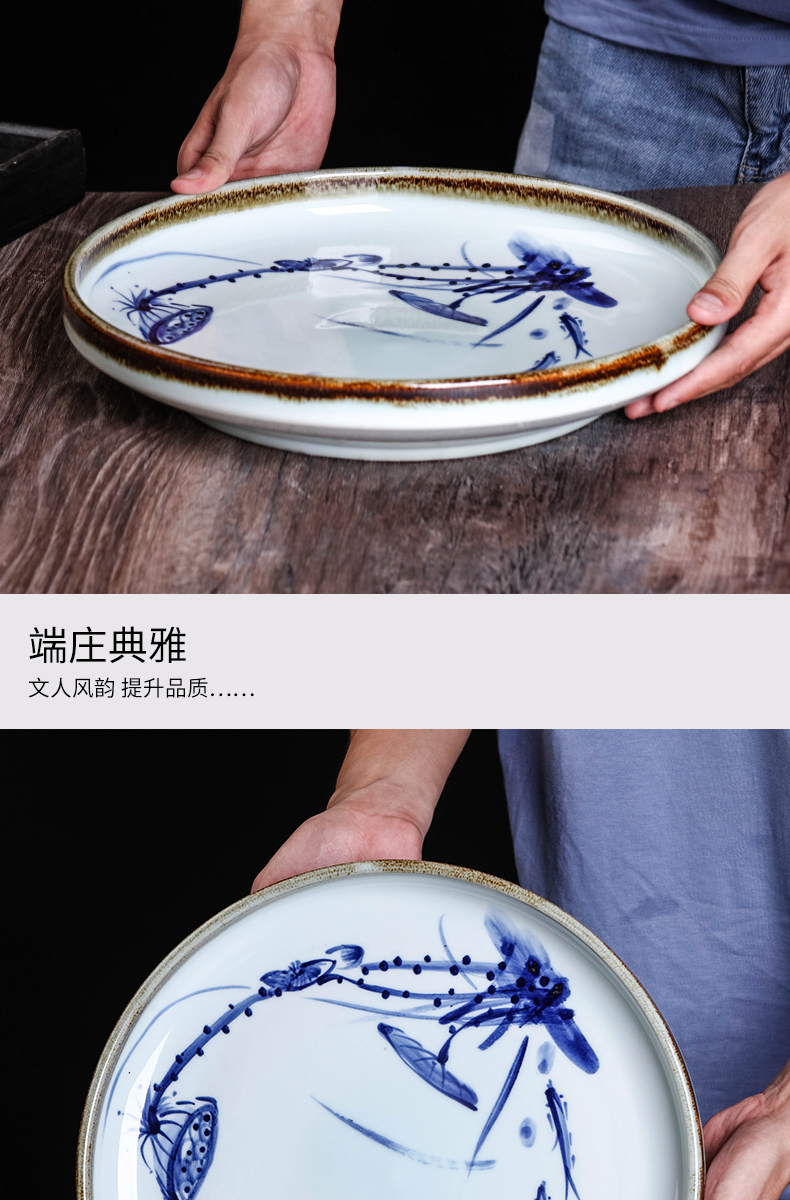 Jingdezhen ceramics hand - made of new Chinese style restoring ancient ways move dry fruit bowl tea fruit tray snack dish of tea table