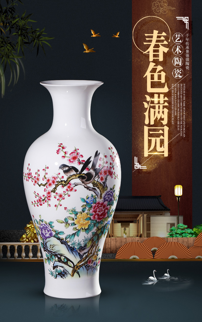 Jingdezhen ceramics of large sitting room vase dried flowers, Chinese style household adornment furnishing articles large TV ark