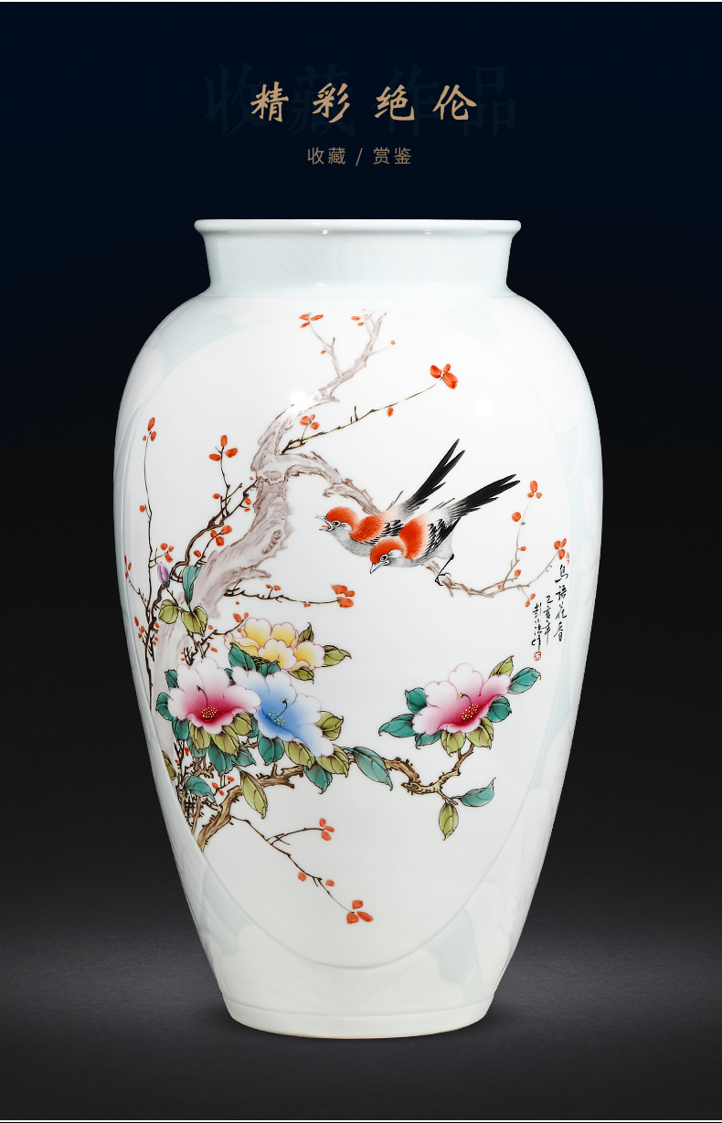 Jingdezhen ceramics famous hand - made enamel vase furnishing articles sitting room flower arranging Chinese style household decoration gifts