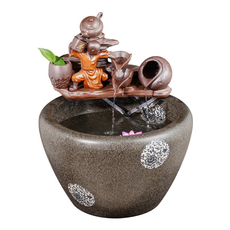 Jingdezhen ceramic goldfish bowl sitting room floor balcony office home furnishing articles circulating water large aquarium