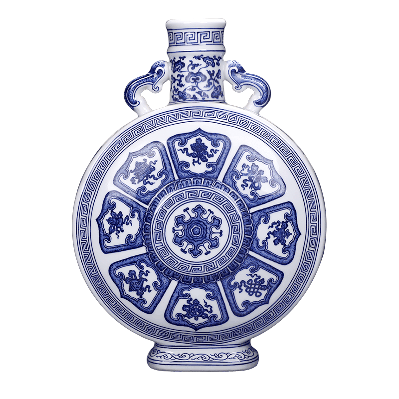 Jingdezhen ceramics imitation qianlong manual creative blue and white porcelain vases, new Chinese style home furnishing articles sitting room