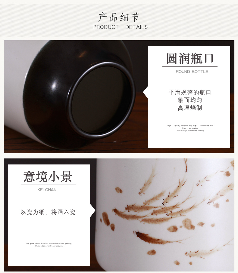 Modern new Chinese vase three - piece furnishing articles of jingdezhen ceramics zen dried flowers, flowers in the sitting room porch decoration