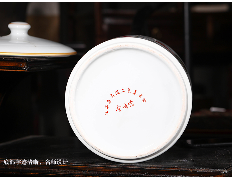 Jingdezhen ceramic tea pot large sealing as cans of puer tea cylinder storage jar sealing of bread receives, the seventh, peulthai the household