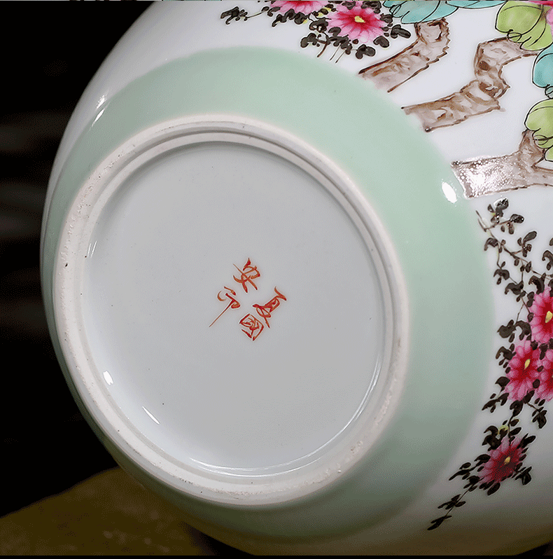 Jingdezhen ceramics famous master hand draw peony vases living room TV cabinet decoration handicraft furnishing articles