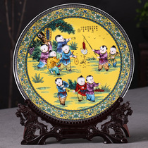 Jingdezhen ceramics 35CM naive childrens fun hanging plate decoration plate home decoration crafts decoration pieces