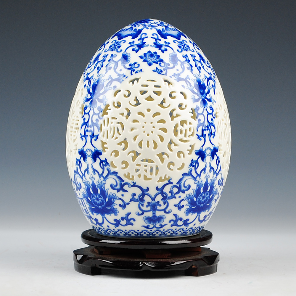 Jingdezhen ceramics thin tire hollow out the egg egg modern household adornment handicraft decoration furnishing articles
